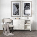  White Fir Veneer w/ Iron Frame & 3 Doors Accent Cabinet - 47.2L x 15.7W x 31.5H