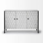 Credenza a 3 ante con struttura in ferro e impiallacciatura in abete bianco - 120 cm L x 40 cm P x 80 cm H