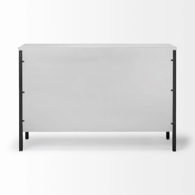 Credenza a 3 ante con struttura in ferro e impiallacciatura in abete bianco - 120 cm L x 40 cm P x 80 cm H