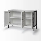 Credenza a 3 ante con struttura in ferro e impiallacciatura in abete bianco - 120 cm L x 40 cm P x 80 cm H