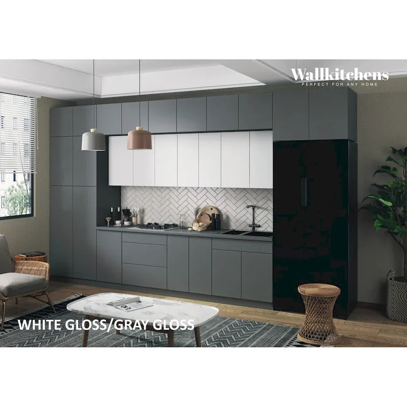 Cucina Serene Collection Grigio & Bianco Lucido Larghezza Base 457,2 cm - 180x107