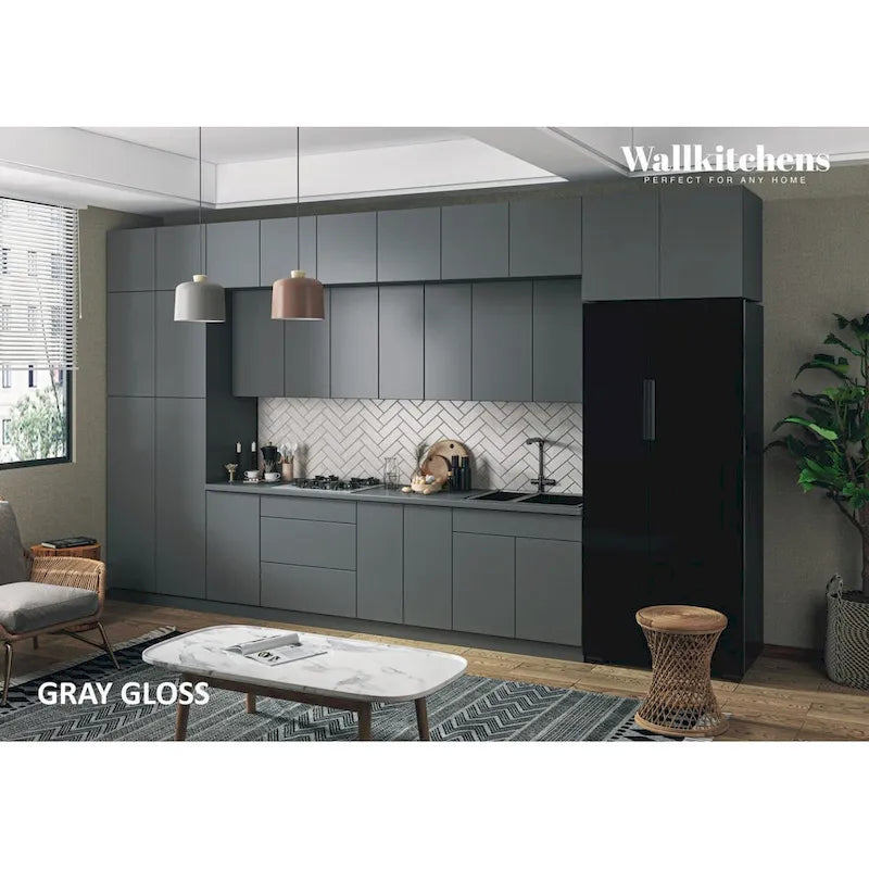 Cucina Serene Collection Grigio & Bianco Lucido Larghezza Base 457,2 cm - 180x107