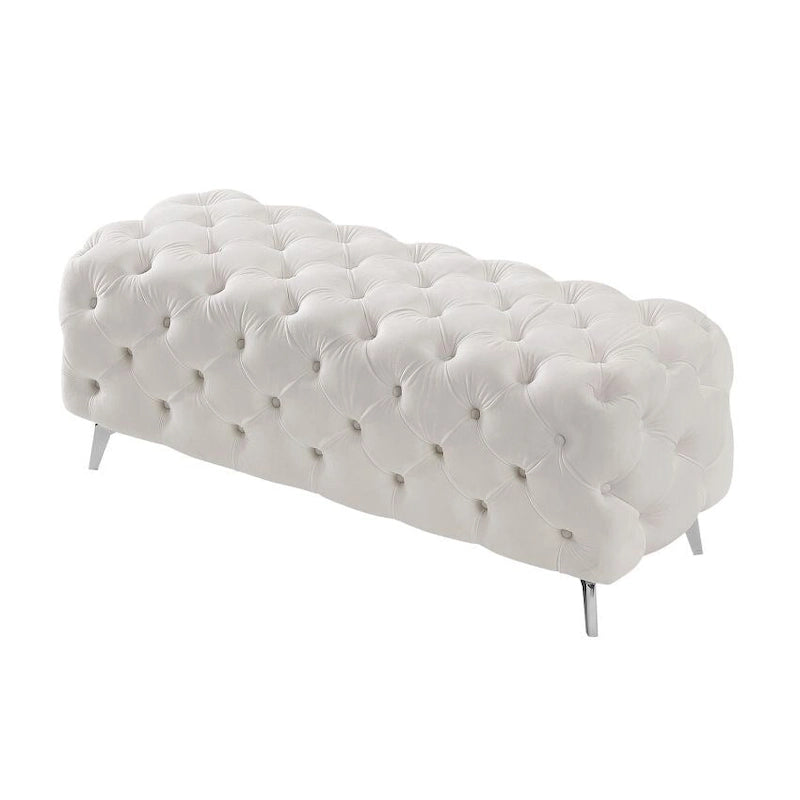 Panca Pouf Capitonnè, Poggiapiedi Imbottito in Velluto, Panca d'Appoggio per Soggiorno.