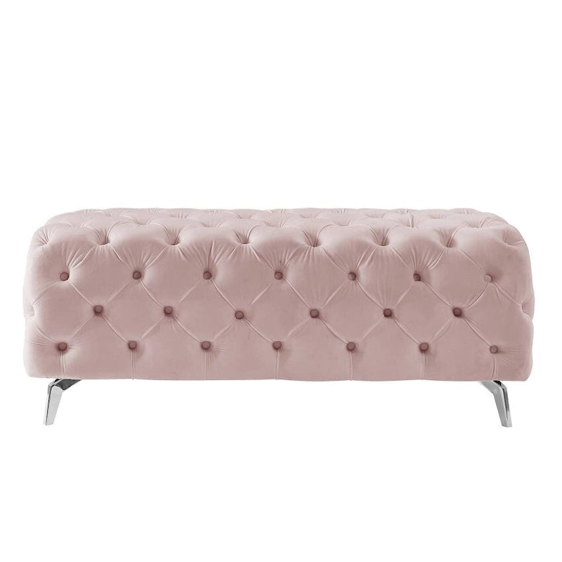 Panca Pouf Capitonnè, Poggiapiedi Imbottito in Velluto, Panca d'Appoggio per Soggiorno.