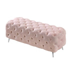 Panca Pouf Capitonnè, Poggiapiedi Imbottito in Velluto, Panca d'Appoggio per Soggiorno.