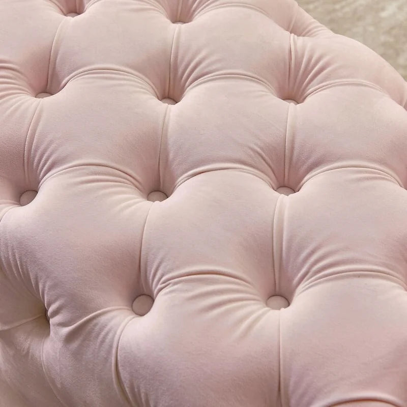 Panca Pouf Capitonnè, Poggiapiedi Imbottito in Velluto, Panca d'Appoggio per Soggiorno.