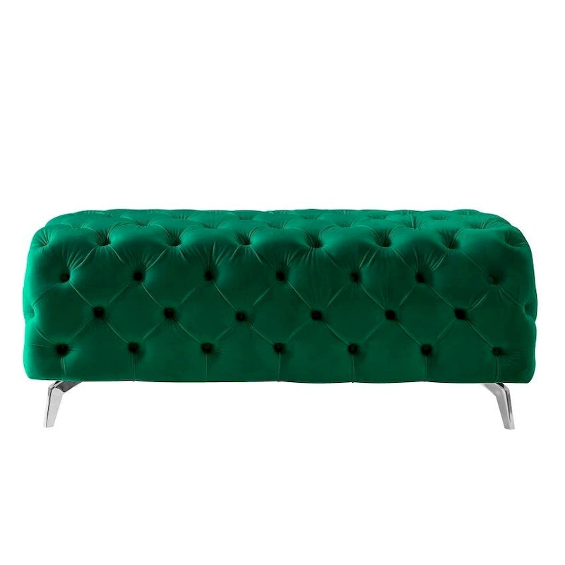 Panca Pouf Capitonnè, Poggiapiedi Imbottito in Velluto, Panca d'Appoggio per Soggiorno.