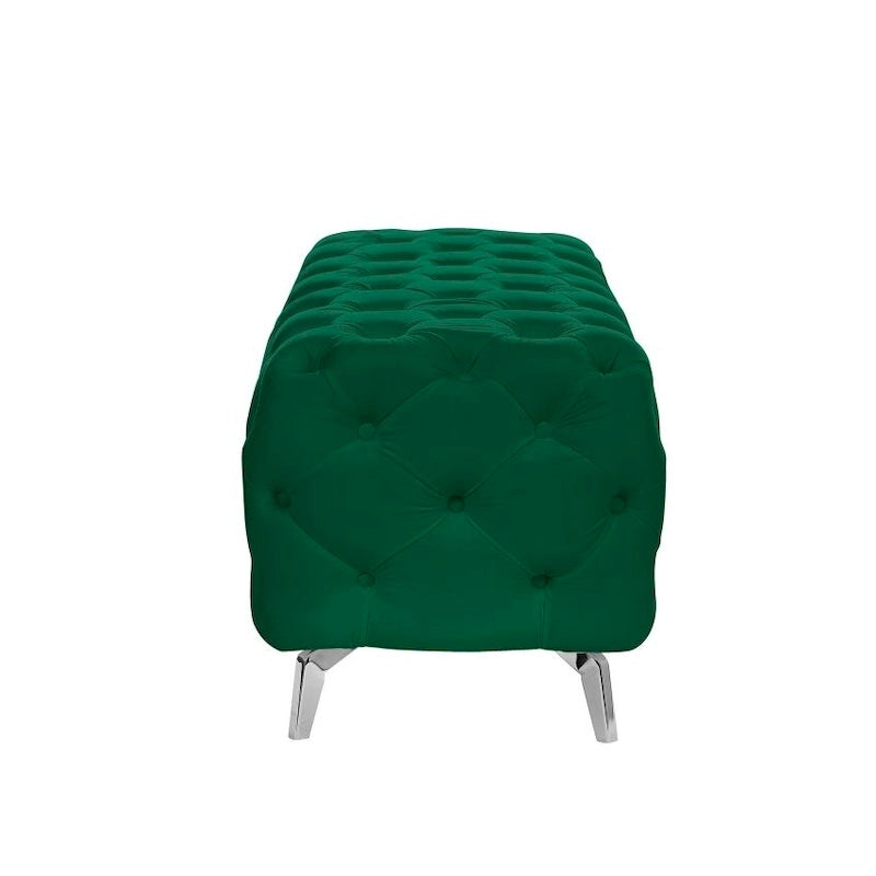 Panca Pouf Capitonnè, Poggiapiedi Imbottito in Velluto, Panca d'Appoggio per Soggiorno.