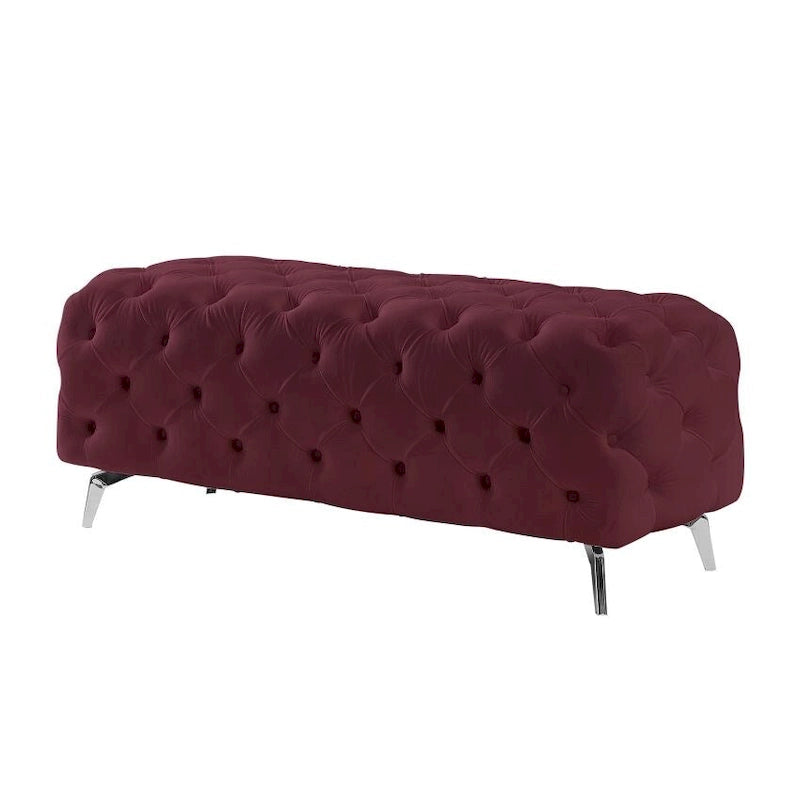 Panca Pouf Capitonnè, Poggiapiedi Imbottito in Velluto, Panca d'Appoggio per Soggiorno.