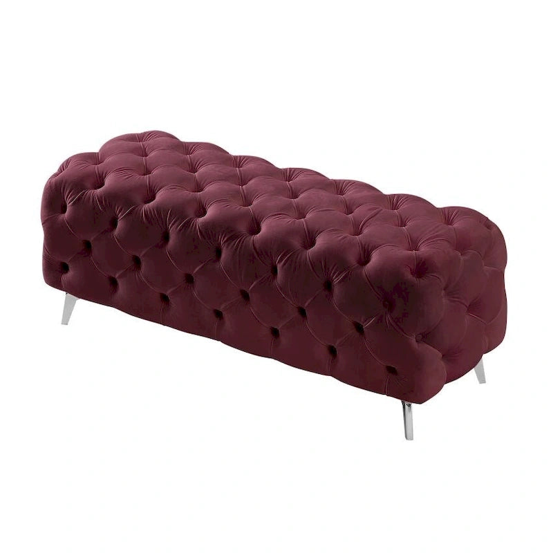 Panca Pouf Capitonnè, Poggiapiedi Imbottito in Velluto, Panca d'Appoggio per Soggiorno.