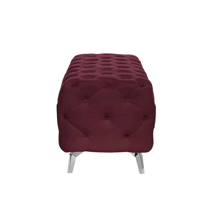Panca Pouf Capitonnè, Poggiapiedi Imbottito in Velluto, Panca d'Appoggio per Soggiorno.
