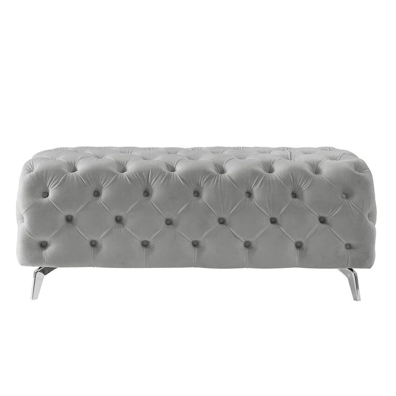 Panca Pouf Capitonnè, Poggiapiedi Imbottito in Velluto, Panca d'Appoggio per Soggiorno.