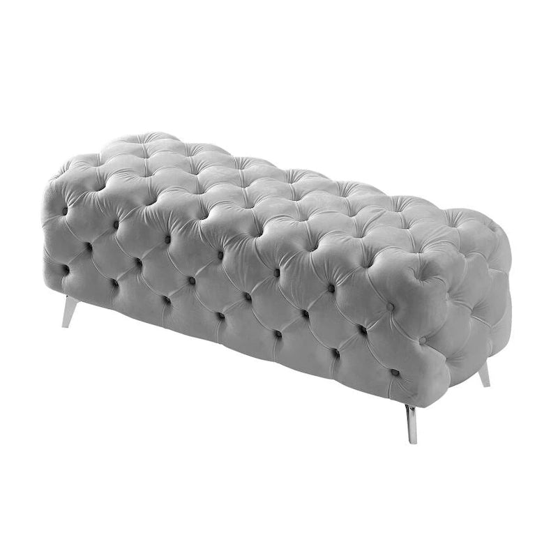 Panca Pouf Capitonnè, Poggiapiedi Imbottito in Velluto, Panca d'Appoggio per Soggiorno.
