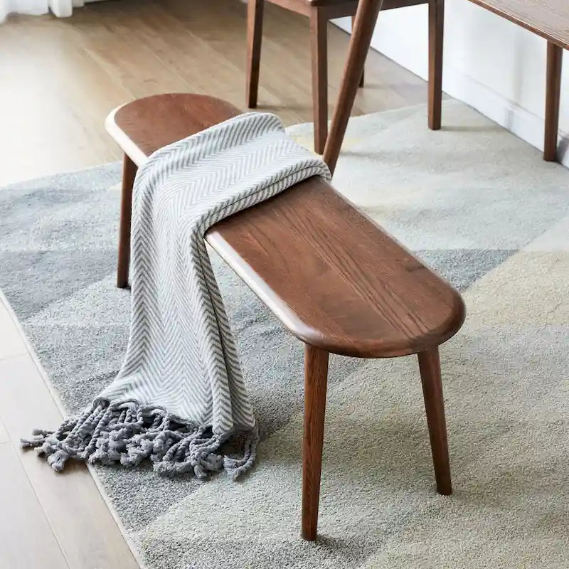 Panca in legno di quercia naturale per sala da pranzo, panca da letto per sala da pranzo, camera da letto