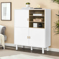 Mobile contenitore con anta, multifunzionale, mobile credenza moderno, mobile contenitore in legno, mobile cassettiera con maniglie in pelle