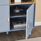 Mobile contenitore con anta, multifunzionale, mobile credenza moderno, mobile contenitore in legno, mobile cassettiera con maniglie in pelle