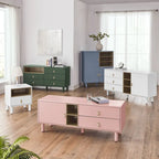 Mobile contenitore con anta, multifunzionale, mobile credenza moderno, mobile contenitore in legno, mobile cassettiera con maniglie in pelle