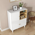 Mobile contenitore con anta, multifunzionale, mobile credenza moderno, mobile contenitore in legno, mobile cassettiera con maniglie in pelle