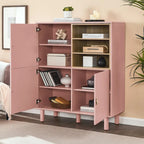 Mobile contenitore con anta, multifunzionale, mobile credenza moderno, mobile contenitore in legno, mobile cassettiera con maniglie in pelle
