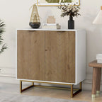 Credenza bianca e oro con 2 ante, mobile contenitore moderno, mobile da cucina a buffet con buffet per il soggiorno