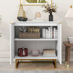 Credenza bianca e oro con 2 ante, mobile contenitore moderno, mobile da cucina a buffet con buffet per il soggiorno