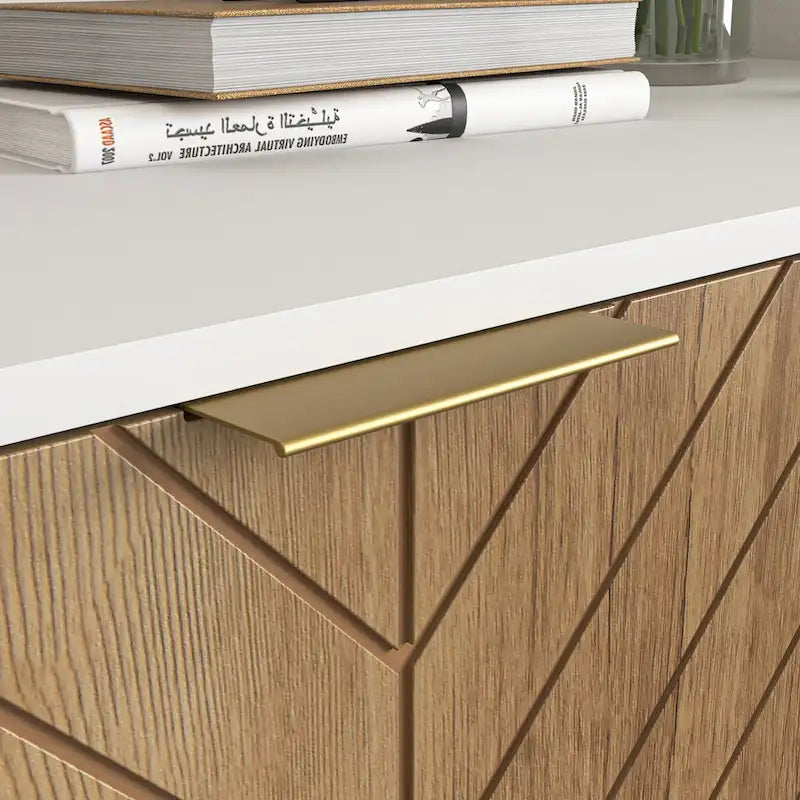 Credenza bianca e oro con 2 ante, mobile contenitore moderno, mobile da cucina a buffet con buffet per il soggiorno