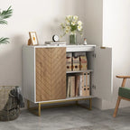 Credenza bianca e oro con 2 ante, mobile contenitore moderno, mobile da cucina a buffet con buffet per il soggiorno