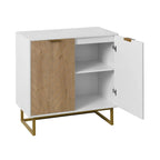 Credenza bianca e oro con 2 ante, mobile contenitore moderno, mobile da cucina a buffet con buffet per il soggiorno