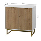 Credenza bianca e oro con 2 ante, mobile contenitore moderno, mobile da cucina a buffet con buffet per il soggiorno
