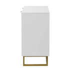 Credenza bianca e oro con 2 ante, mobile contenitore moderno, mobile da cucina a buffet con buffet per il soggiorno