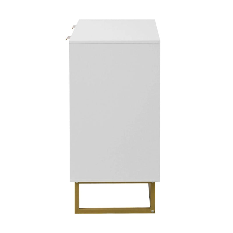 Credenza bianca e oro con 2 ante, mobile contenitore moderno, mobile da cucina a buffet con buffet per il soggiorno