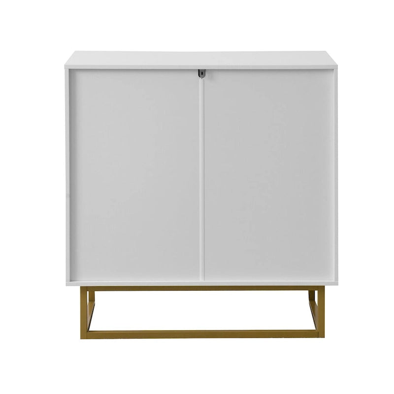 Credenza bianca e oro con 2 ante, mobile contenitore moderno, mobile da cucina a buffet con buffet per il soggiorno