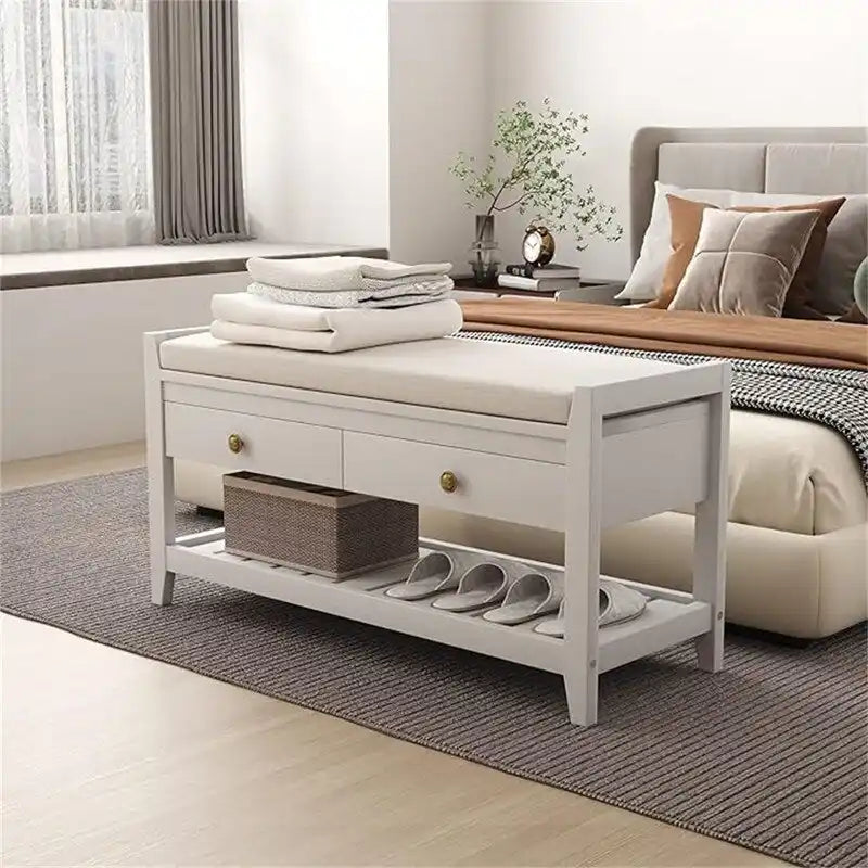 Panca Scarpiera con 2 Cassetti - 14P x 39L x 20A