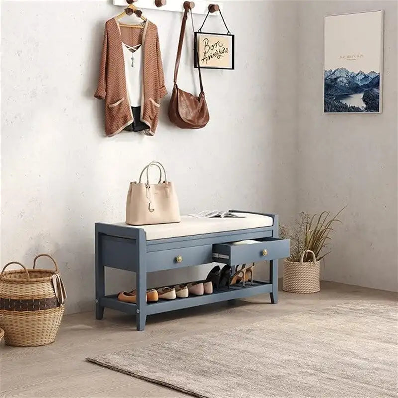 Panca Scarpiera con 2 Cassetti - 14P x 39L x 20A