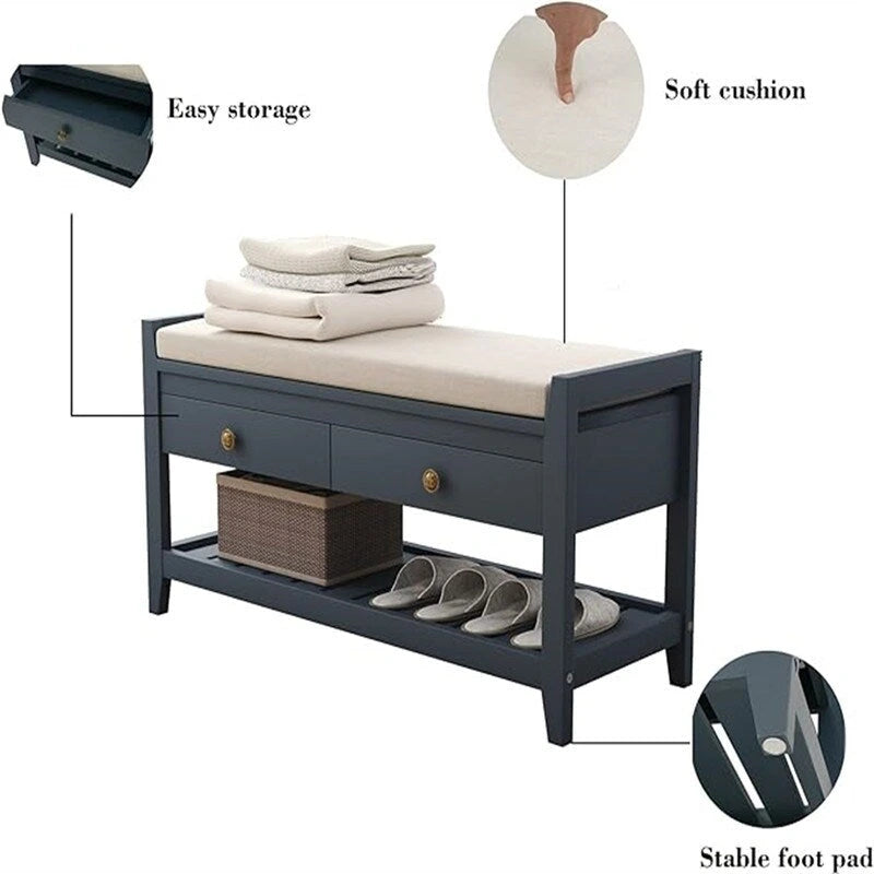 Panca Scarpiera con 2 Cassetti - 14P x 39L x 20A