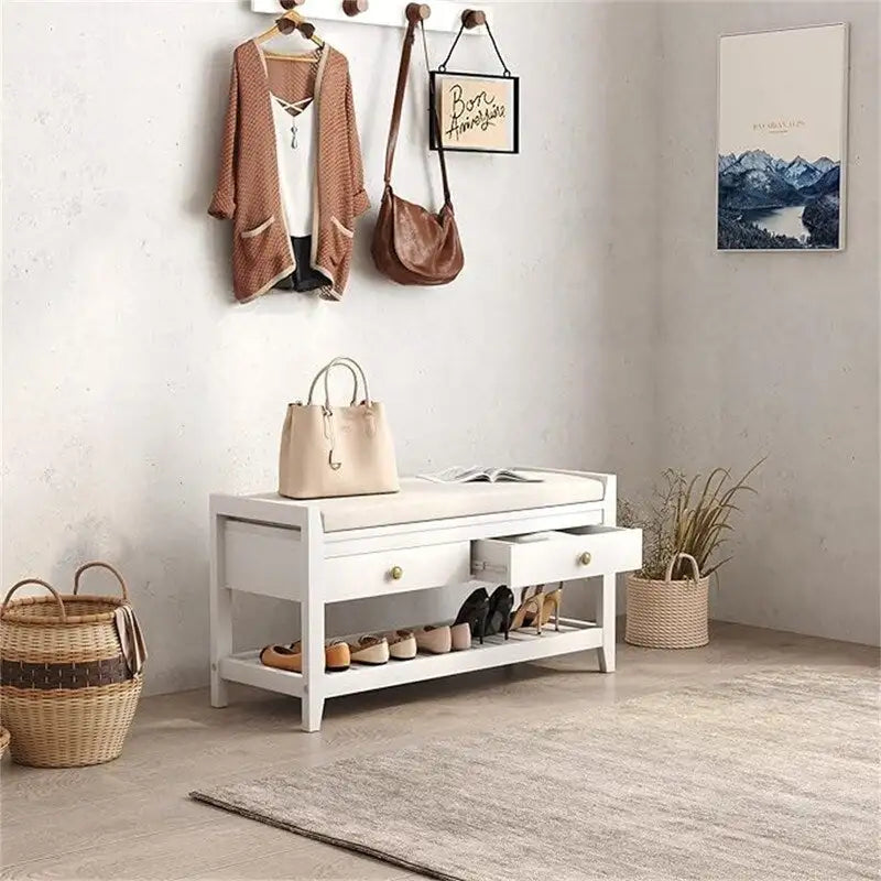 Panca Scarpiera con 2 Cassetti - 14P x 39L x 20A