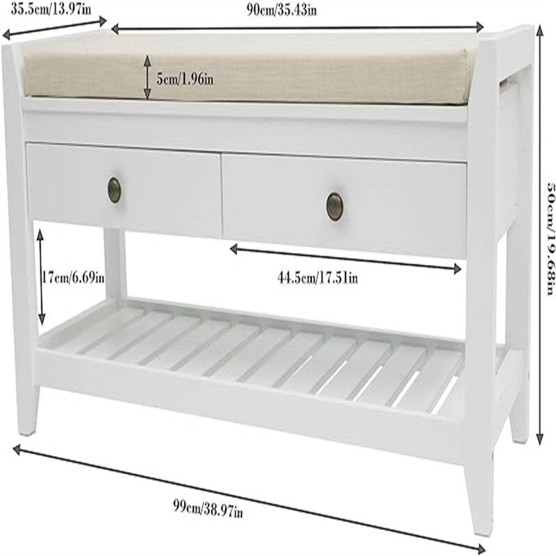 Panca Scarpiera con 2 Cassetti - 14P x 39L x 20A