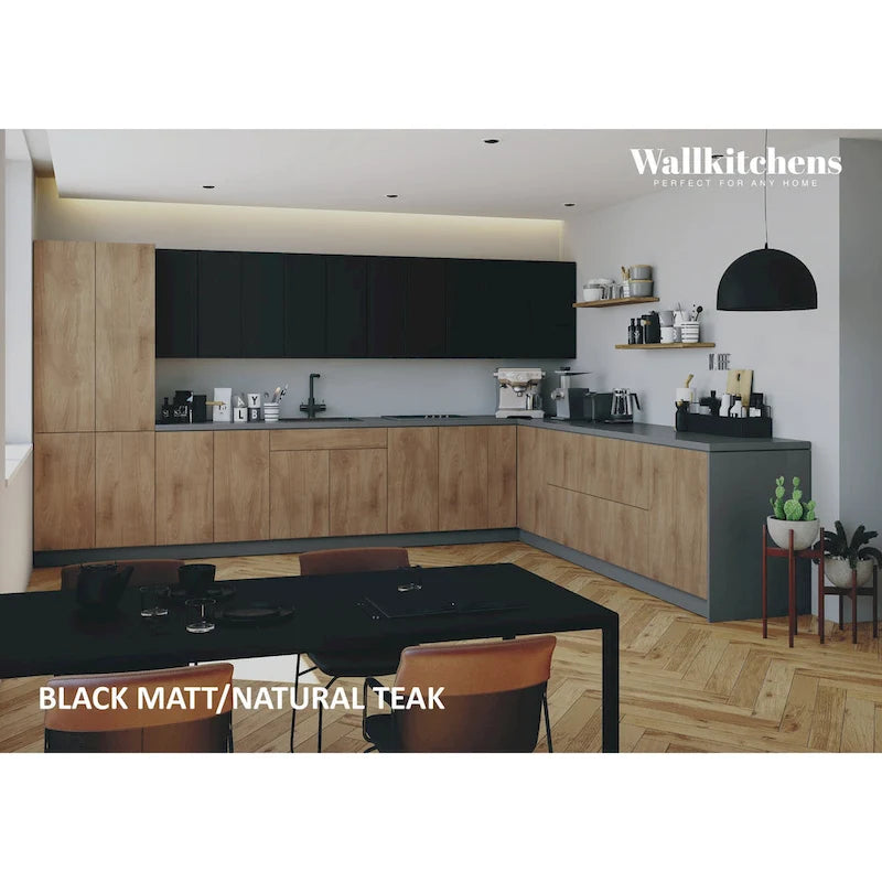 Collezione Cucina Regal Teak Naturale e Base Nera Dimensioni 13Ft di Larghezza - 156x127