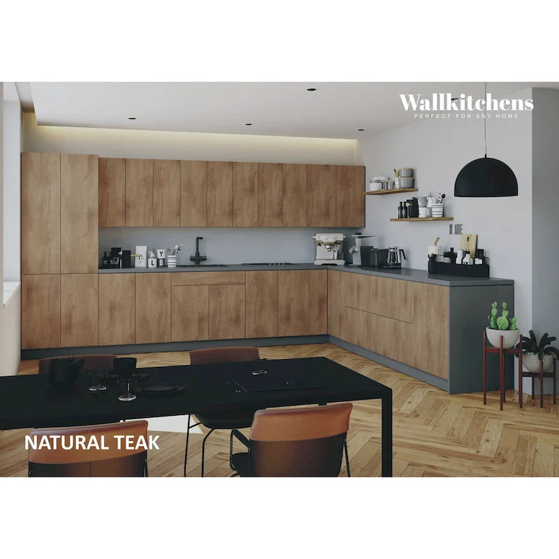 Collezione Cucina Regal Teak Naturale e Base Nera Dimensioni 13Ft di Larghezza - 156x127