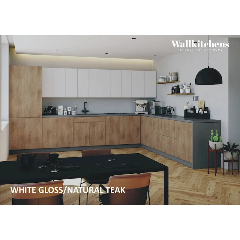 Collezione Cucina Regal Teak Naturale e Base Nera Dimensioni 13Ft di Larghezza - 156x127
