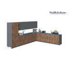 Collezione Cucina Regal Teak Naturale e Base Nera Dimensioni 13Ft di Larghezza - 156x127