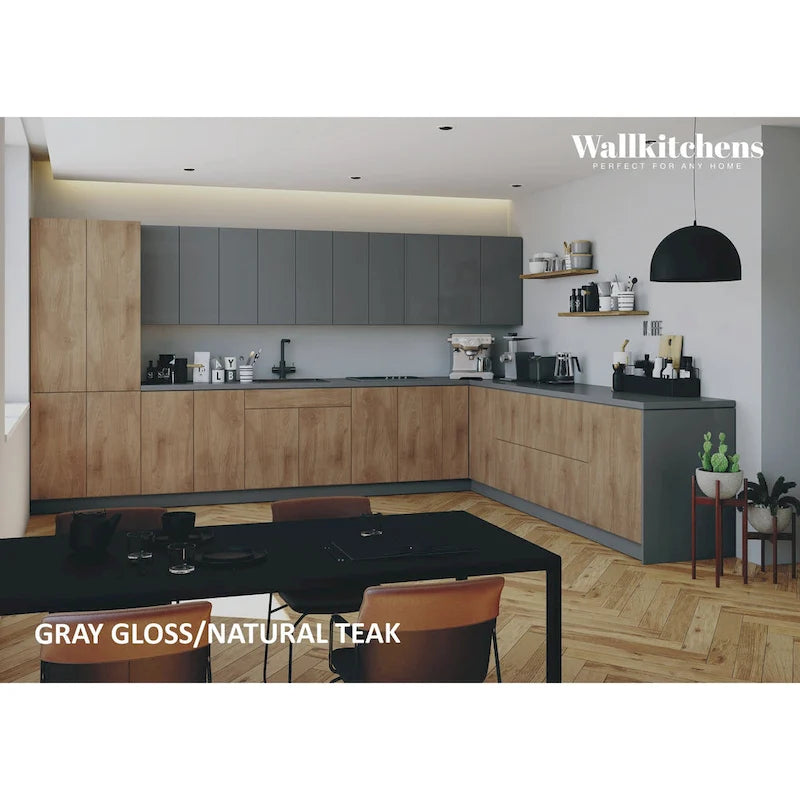 Collezione Cucina Regal Teak Naturale e Base Nera Dimensioni 13Ft di Larghezza - 156x127