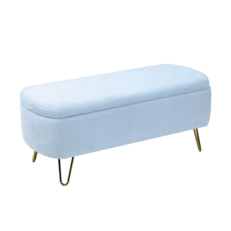 Panca Pouf Contenitore Rivestita in Ecopelliccia - 100L x 40W x 39.37H cm