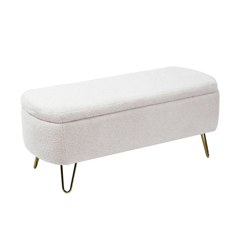 Panca Pouf Contenitore Rivestita in Ecopelliccia - 100L x 40W x 39.37H cm