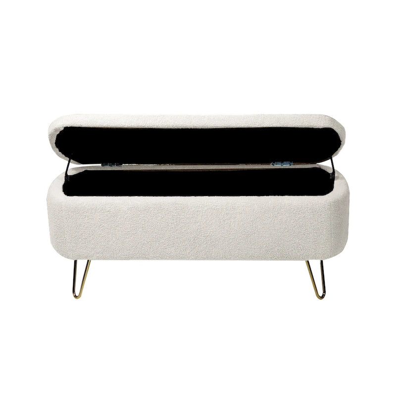 Panca Pouf Contenitore Rivestita in Ecopelliccia - 100L x 40W x 39.37H cm