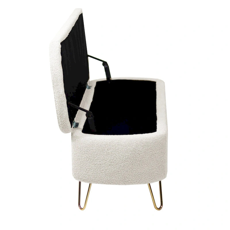 Panca Pouf Contenitore Rivestita in Ecopelliccia - 100L x 40W x 39.37H cm