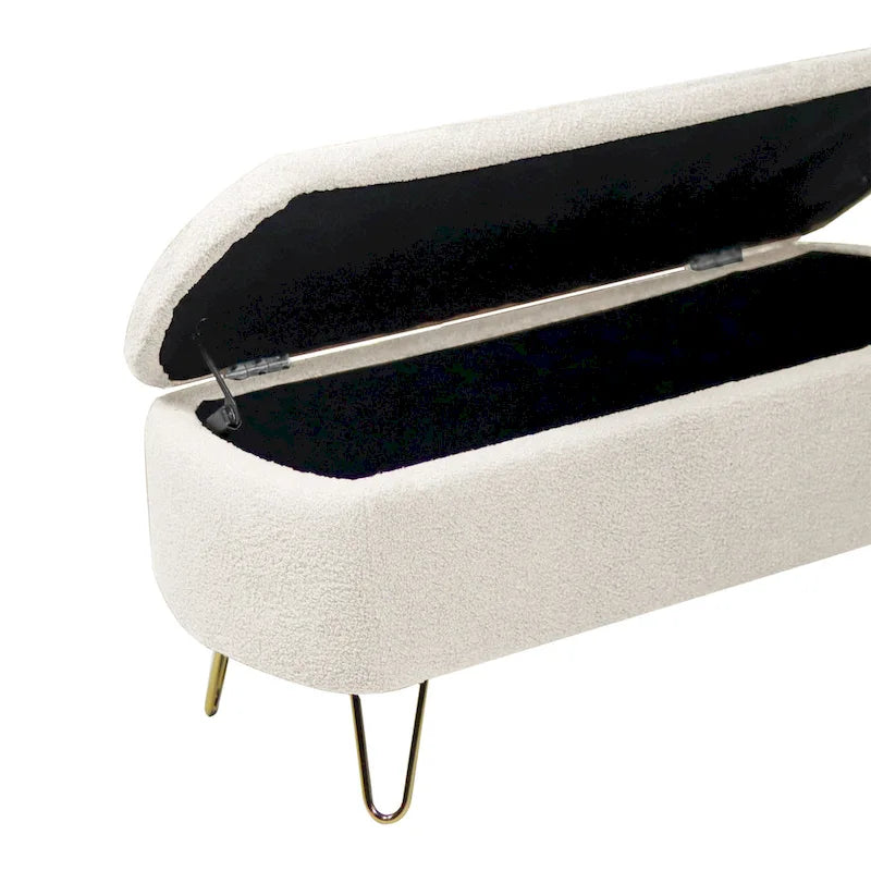 Panca Pouf Contenitore Rivestita in Ecopelliccia - 100L x 40W x 39.37H cm