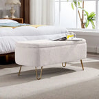 Panca Pouf Contenitore Rivestita in Ecopelliccia - 100L x 40W x 39.37H cm