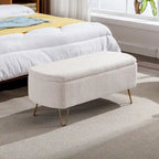 Panca Pouf Contenitore Rivestita in Ecopelliccia - 100L x 40W x 39.37H cm