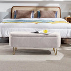 Panca Pouf Contenitore Rivestita in Ecopelliccia - 100L x 40W x 39.37H cm